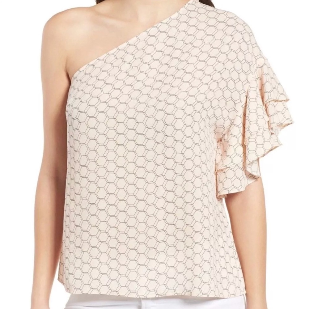 Trouve Ruffle Pink Top One Shoulder Blouse